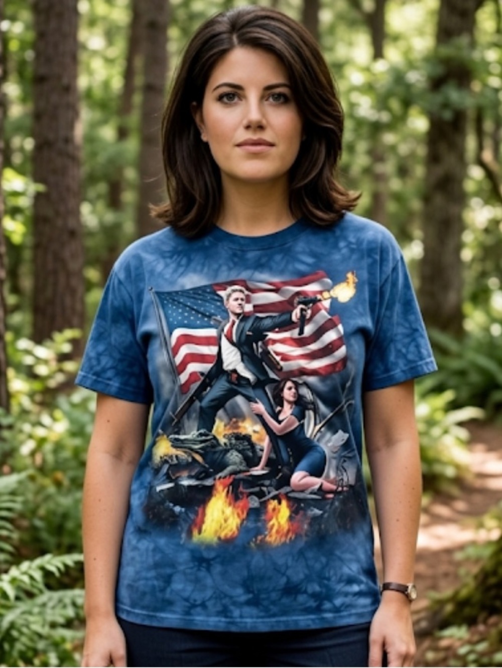 Rare The Mountain Patriotic Blue Graphic Tee Bill Clinton